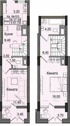 Двухуровневая 61.7 м² в ЖК Акварели Проспекта от 20 100 грн/м², Черновцы