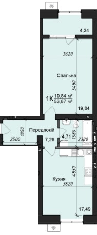 1-комнатная 53.67 м² в ЖК Дом №2 от 20 500 грн/м², г. Борисполь