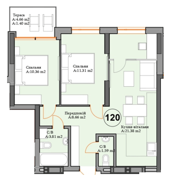 2-комнатная 58.51 м² в ЖК River Plaza от 27 000 грн/м², г. Вышгород