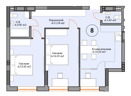 2-комнатная 60.22 м² в ЖК River Plaza от 27 000 грн/м², г. Вышгород