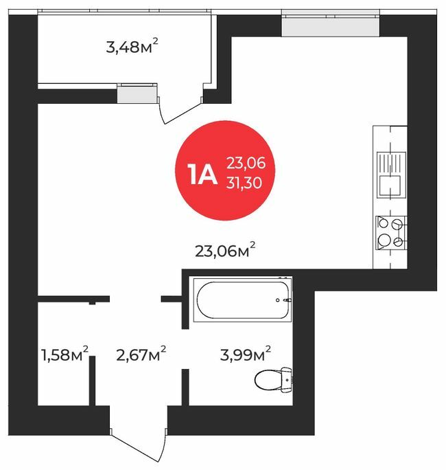 1-кімнатна 31.3 м² в ЖК Молодість від 24 650 грн/м², м. Ірпінь