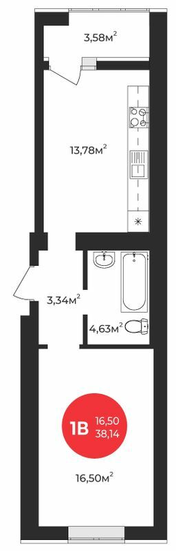 1-комнатная 38.14 м² в ЖК Молодость от 24 650 грн/м², г. Ирпень