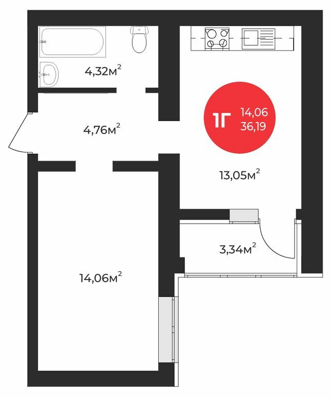 1-комнатная 36.19 м² в ЖК Молодость от 24 650 грн/м², г. Ирпень