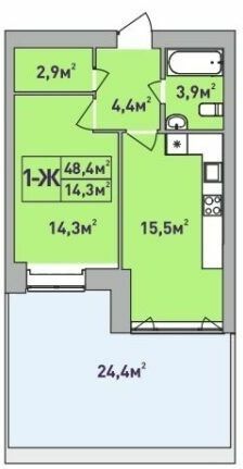 1-кімнатна 48.4 м² в ЖК Центральний-Преміум від 31 650 грн/м², м. Ірпінь