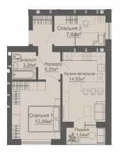 2-кімнатна 45.59 м² в КБ Brickwood від 17 500 грн/м², смт Гостомель