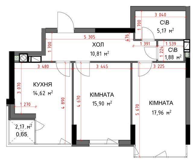 2-комнатная 66.99 м² в ЖК На Прорезной 2 от 27 000 грн/м², пгт Гостомель