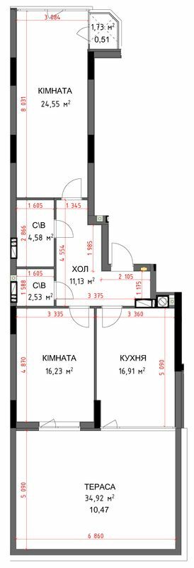 2-кімнатна 86.91 м² в ЖК На Прорізній 2 від 27 000 грн/м², смт Гостомель