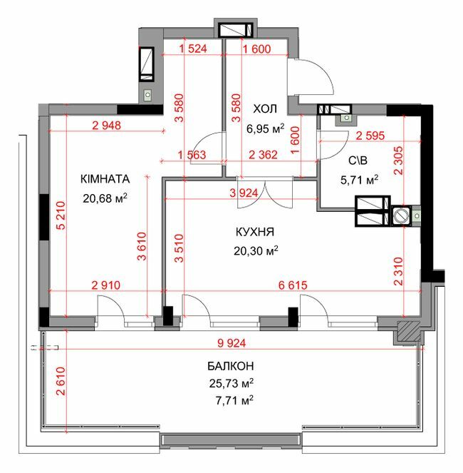 1-комнатная 61.35 м² в ЖК На Прорезной 2 от 28 500 грн/м², пгт Гостомель