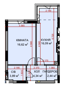 1-комнатная 43.39 м² в ЖК На Прорезной 2 от 25 650 грн/м², пгт Гостомель