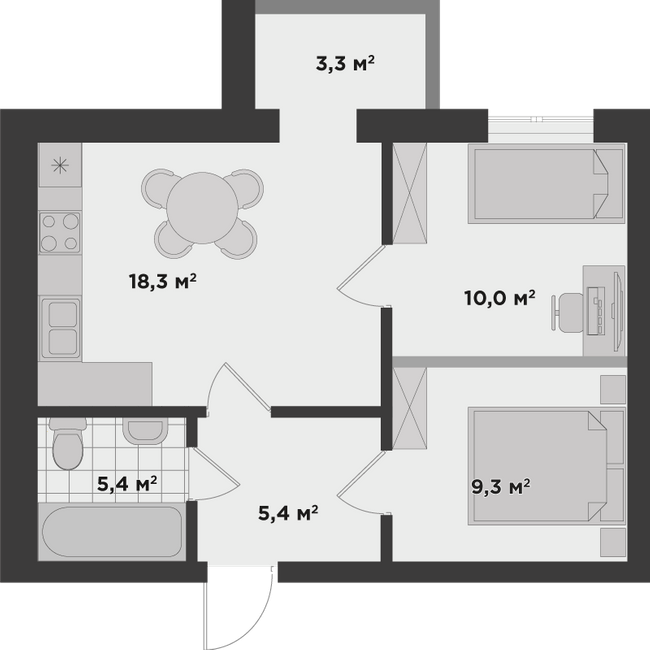 2-комнатная 50.8 м² в ЖК Millennium State от 24 350 грн/м², г. Буча