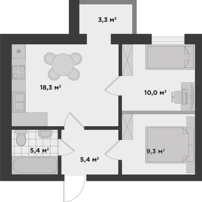 2-кімнатна 50.8 м² в ЖК Millennium State від 24 350 грн/м², м. Буча