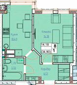 1-кімнатна 34.9 м² в ЖК Pionerskiy від 24 300 грн/м², м. Вишневе