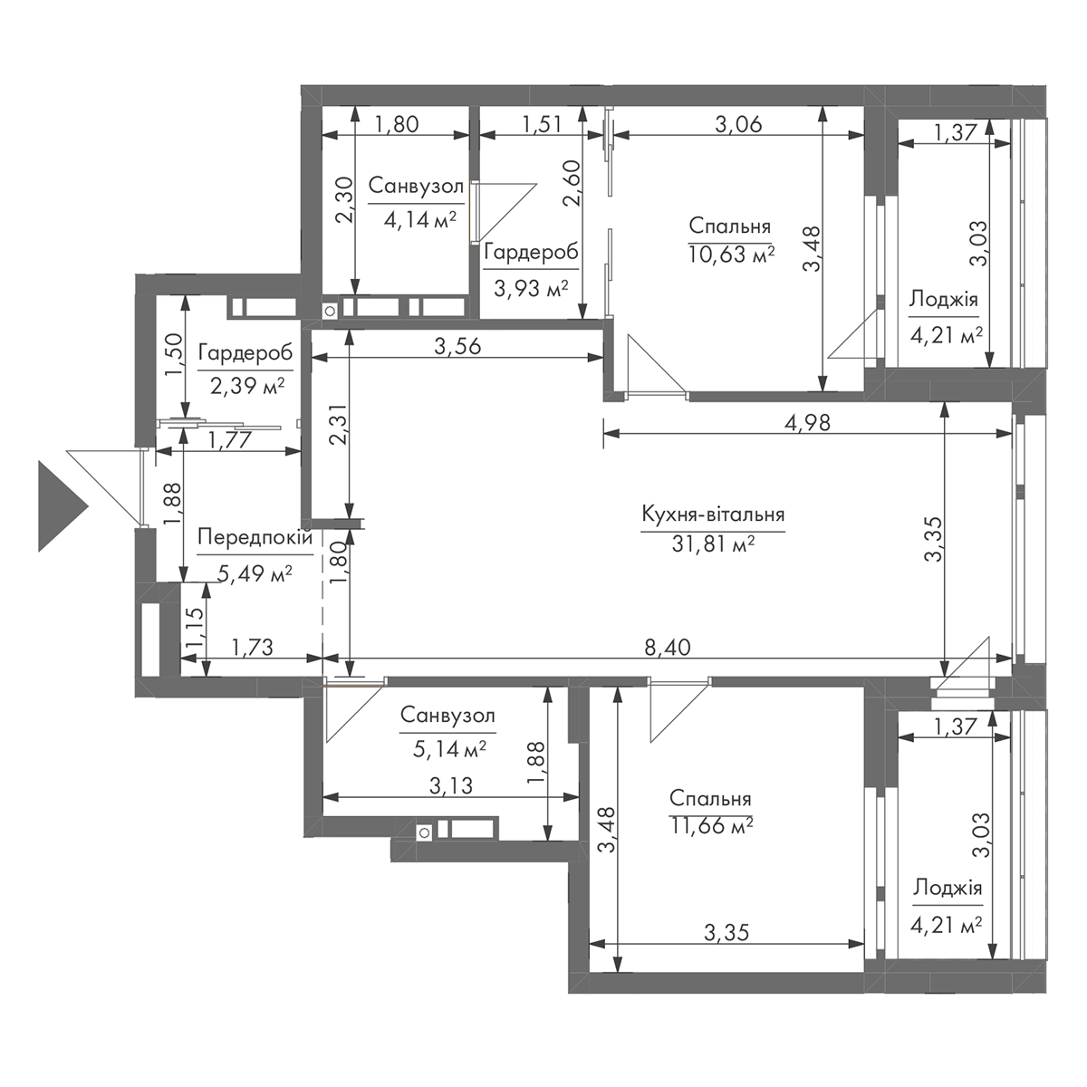 2-комнатная 75.8 м² в ЖК Gravity Park от 33 088 грн/м², Киев