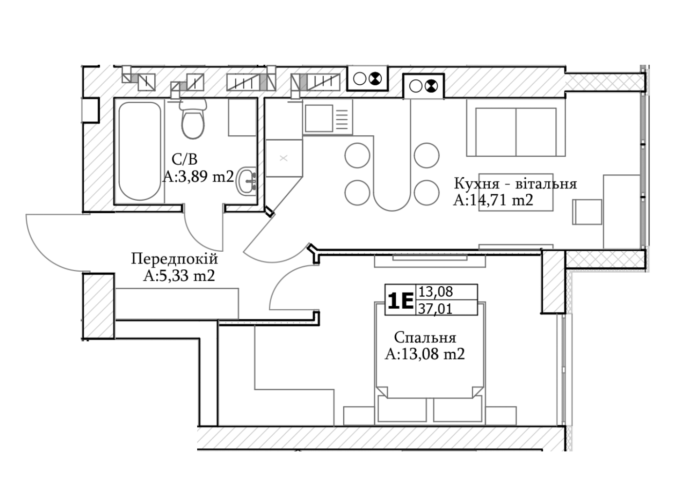 1-комнатная 37.01 м² в ЖК GL Club от 26 150 грн/м², г. Ирпень