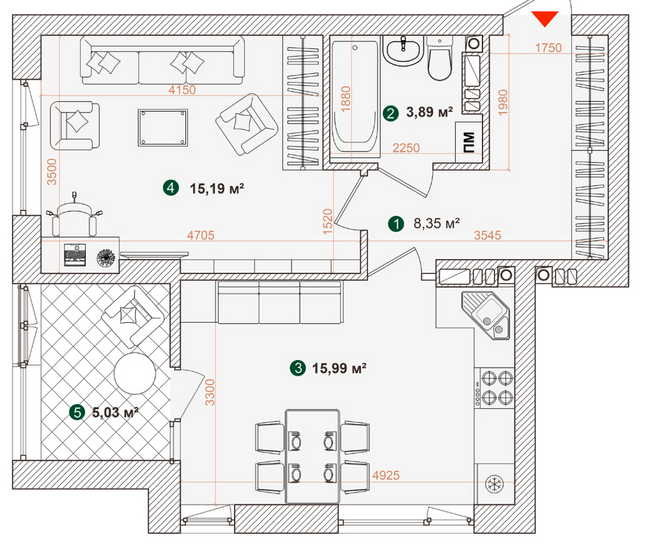 1-комнатная 48.45 м² в ЖК Forest Park от 28 000 грн/м², Киев