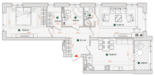 2-комнатная 73.29 м² в ЖК Forest Park от 28 000 грн/м², Киев