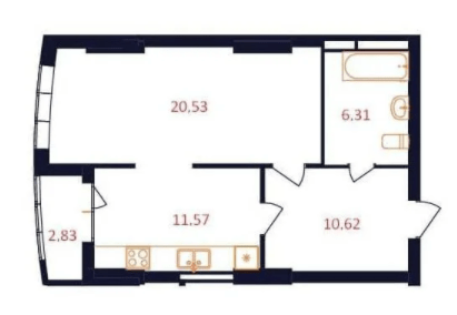 1-кімнатна 50.47 м² в ЖК The First House від 31 200 грн/м², Київ