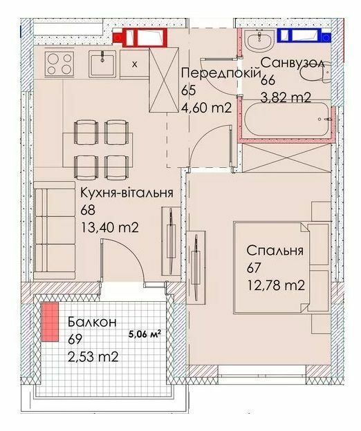 1-кімнатна 37.13 м² в ЖК MAVERICK RESIDENTIAL COMPLEX від 33 300 грн/м², Київ