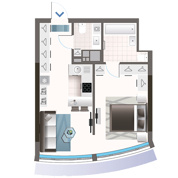 1-комнатная 39.81 м² в ЖК Oasis от 44 000 грн/м², Киев