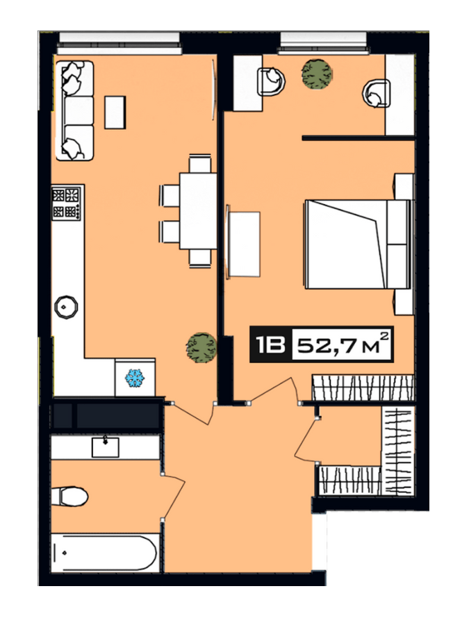 1-комнатная 52.7 м² в ЖК PEYOT от 28 350 грн/м², Днепр