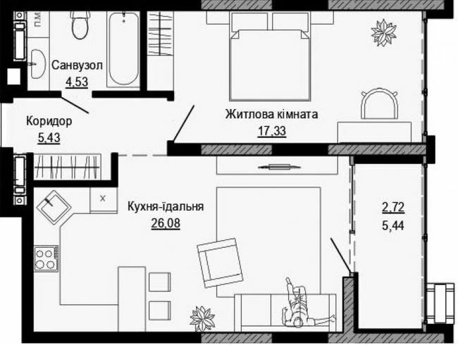 1-комнатная 56.09 м² в ЖК PUSHA HOUSE от 48 100 грн/м², Киев