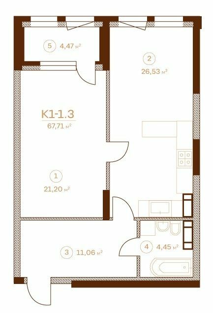 1-комнатная 67.71 м² в ЖК Stanford от 68 300 грн/м², Киев