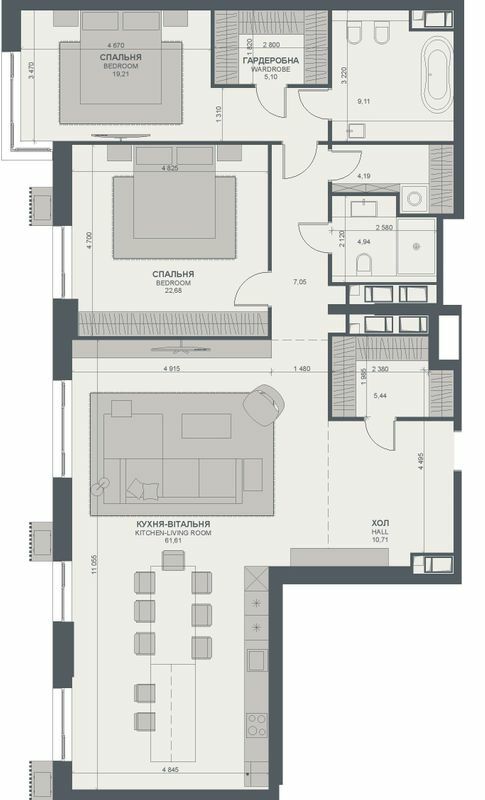 2-комнатная 150.04 м² в ЖК TRIIINITY от 79 900 грн/м², Киев