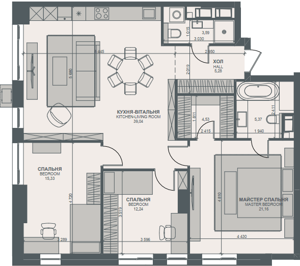 3-кімнатна 106.54 м² в ЖК TRIIINITY від 72 000 грн/м², Київ