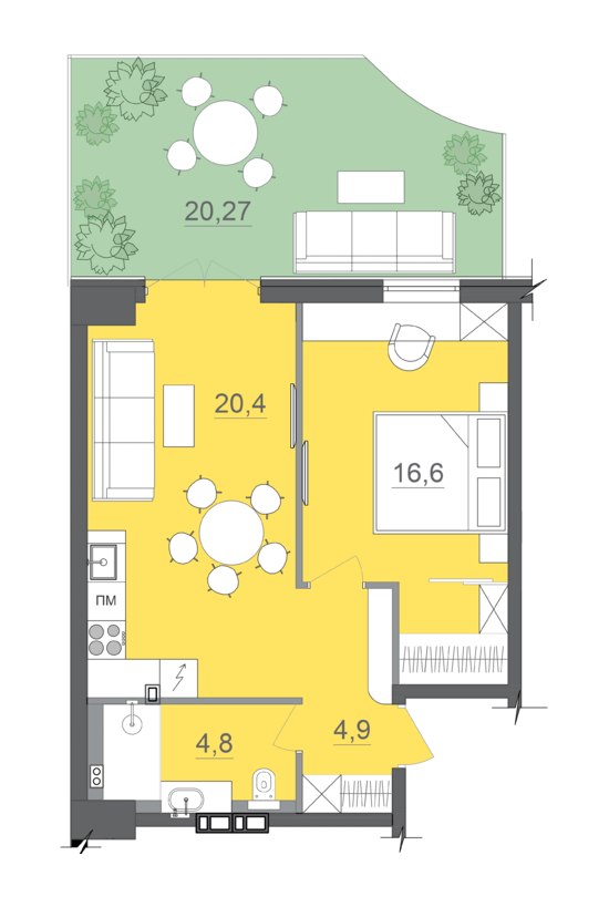 1-кімнатна 46.7 м² в БФК CITE від 34 000 грн/м², Дніпро