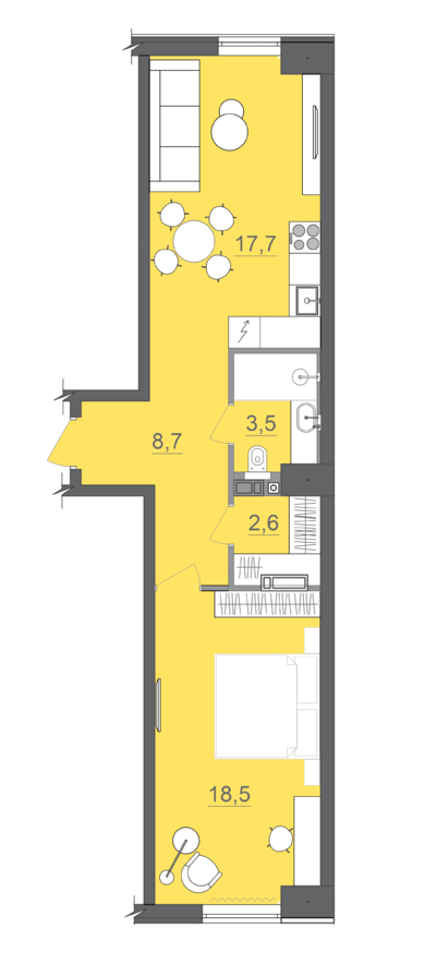 1-комнатная 51.1 м² в МФК CITE от 34 000 грн/м², Днепр