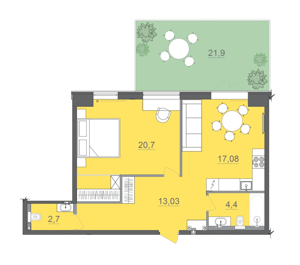 1-комнатная 55 м² в МФК CITE от 34 000 грн/м², Днепр