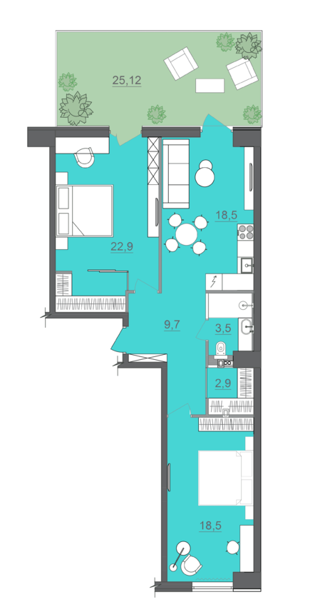 2-комнатная 86.66 м² в МФК CITE от 34 000 грн/м², Днепр