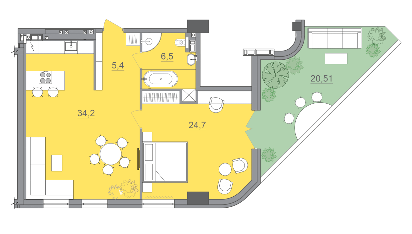 1-комнатная 73 м² в МФК CITE от 34 000 грн/м², Днепр