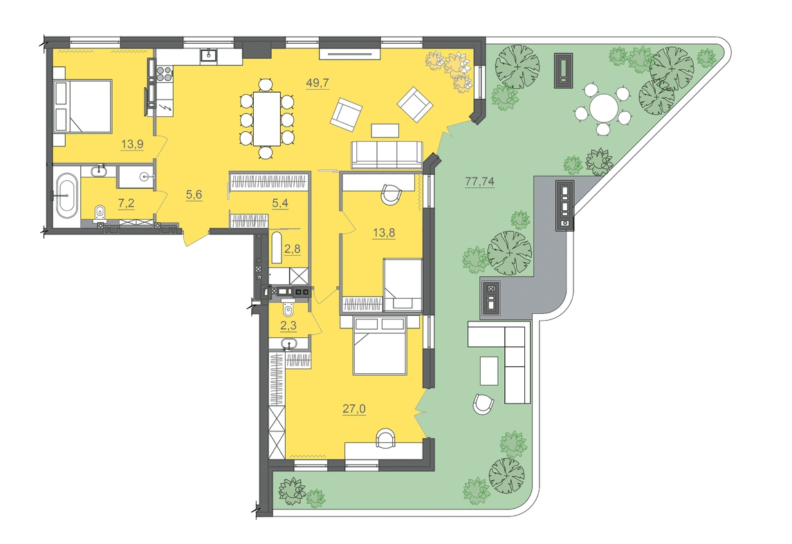 3-комнатная 132.6 м² в МФК CITE от 34 000 грн/м², Днепр