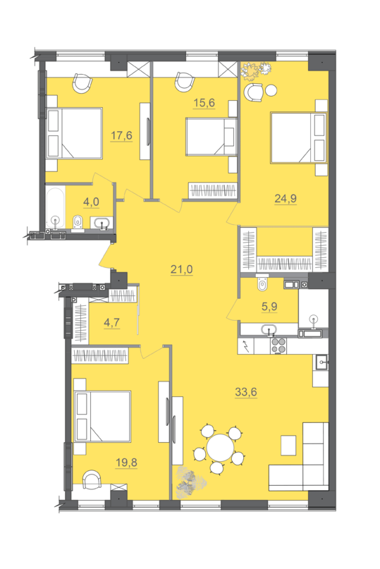 4-комнатная 148.8 м² в МФК CITE от 34 000 грн/м², Днепр