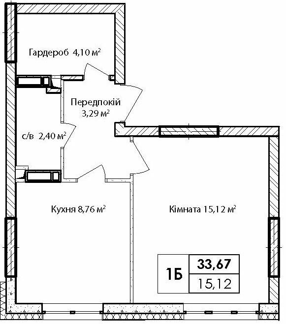 1-кімнатна 34.67 м² в ЖК Синергія Київ від 33 700 грн/м², Київ