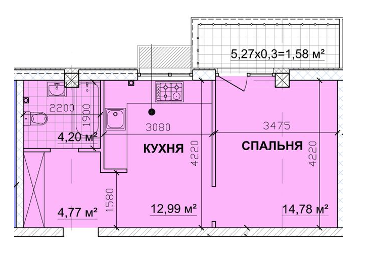 1-комнатная 39.41 м² в ЖК PARKOVIY от 17 350 грн/м², г. Кривой рог