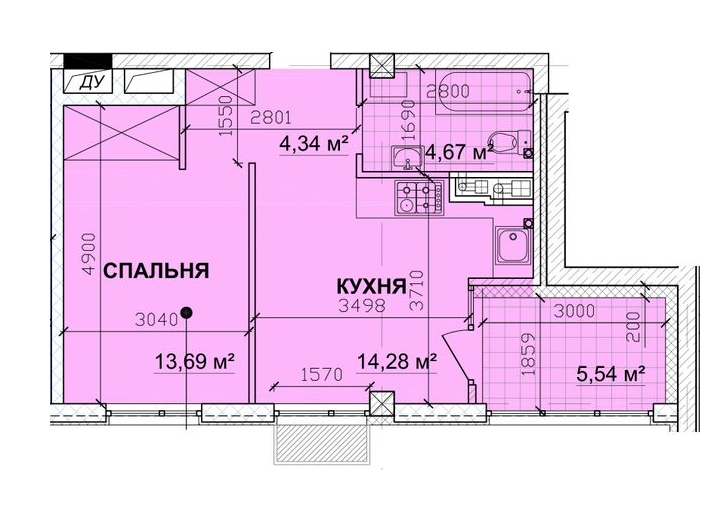 1-комнатная 44.37 м² в ЖК PARKOVIY от 17 350 грн/м², г. Кривой рог