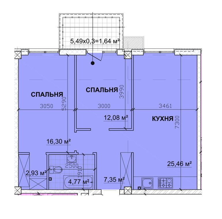 2-кімнатна 72.93 м² в ЖК PARKOVIY від 17 900 грн/м², м. Кривий ріг