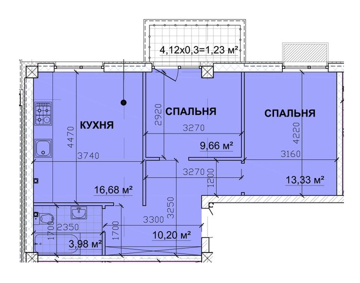 2-кімнатна 56.85 м² в ЖК PARKOVIY від 17 900 грн/м², м. Кривий ріг