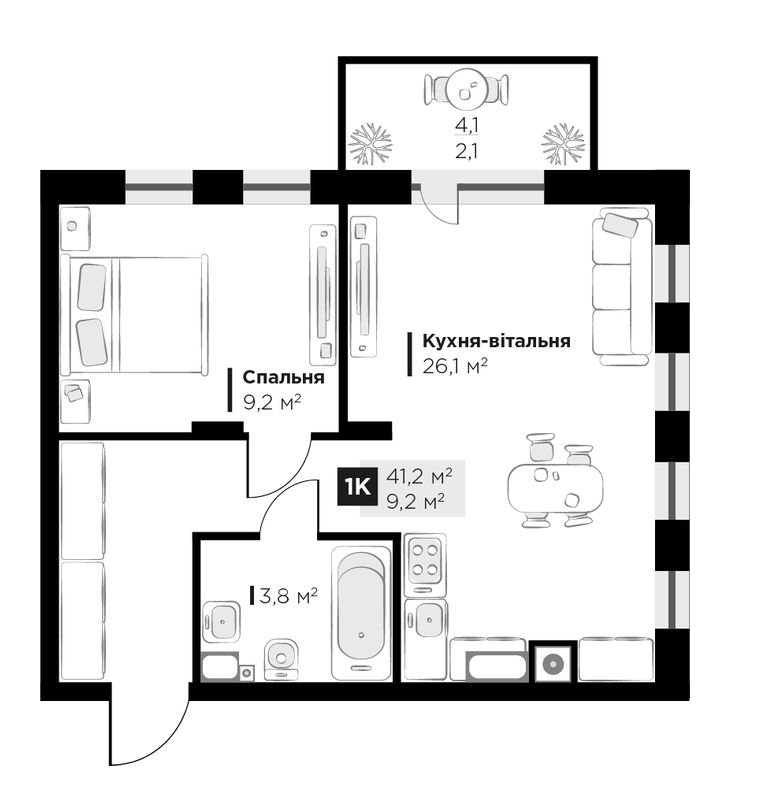 1-комнатная 41.2 м² в ЖК SILENT PARK от 26 900 грн/м², Львов