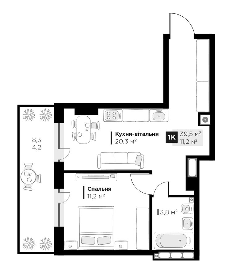 1-кімнатна 39.5 м² в ЖК SILENT PARK від 26 900 грн/м², Львів