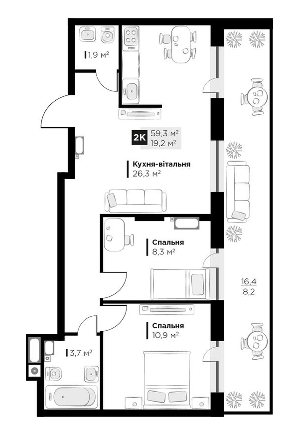 2-комнатная 59.3 м² в ЖК SILENT PARK от 26 800 грн/м², Львов