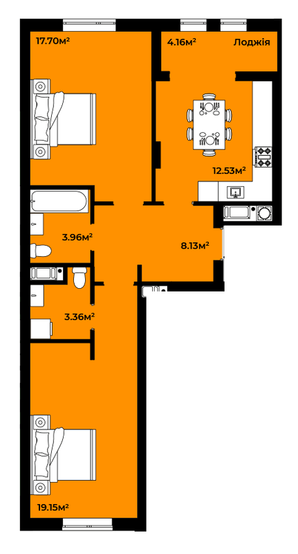 2-комнатная 69 м² в ЖК CONTINENT STYLE от 17 900 грн/м², с. Сокольники