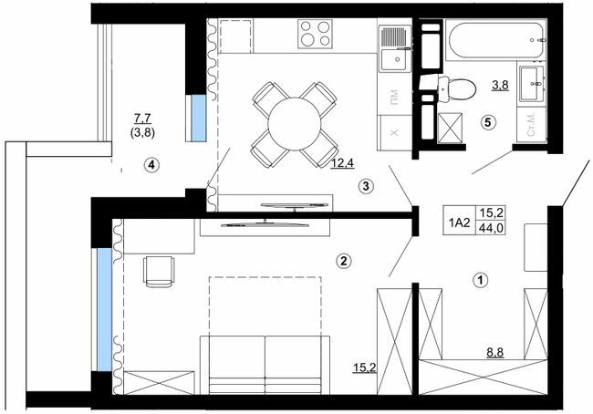 1-комнатная 44 м² в ЖК Paradise Avenue от 27 000 грн/м², с. Крюковщина