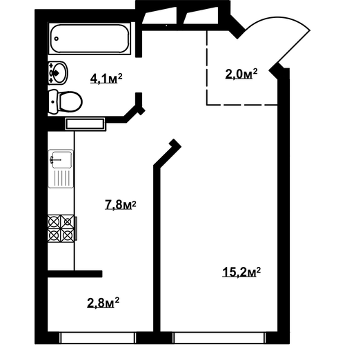 1-комнатная 33.1 м² в ЖК Благород от 26 600 грн/м², с. Крюковщина