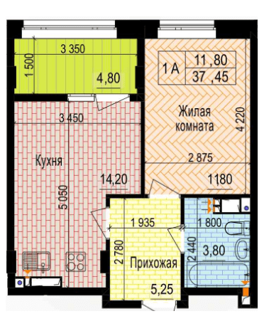 1-кімнатна 37.45 м² в ЖК Аквамарин від 28 500 грн/м², Харків