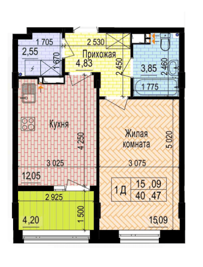 1-кімнатна 40.47 м² в ЖК Аквамарин від 28 500 грн/м², Харків