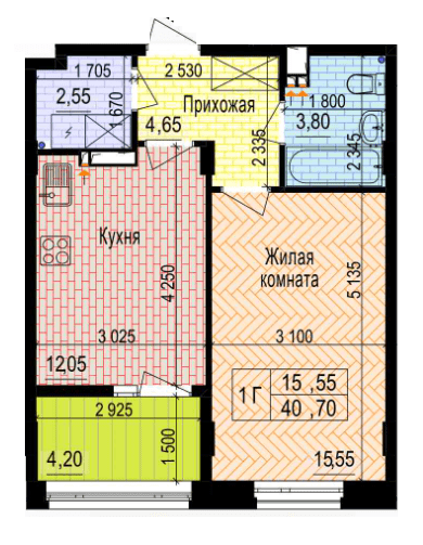 1-комнатная 40.7 м² в ЖК Аквамарин от 28 500 грн/м², Харьков