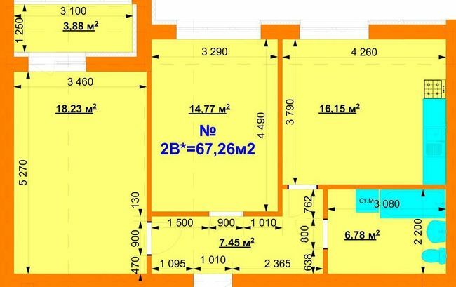 2-комнатная 67.26 м² в ЖК Grand Comfort от 15 000 грн/м², с. Михайловка-Рубежовка